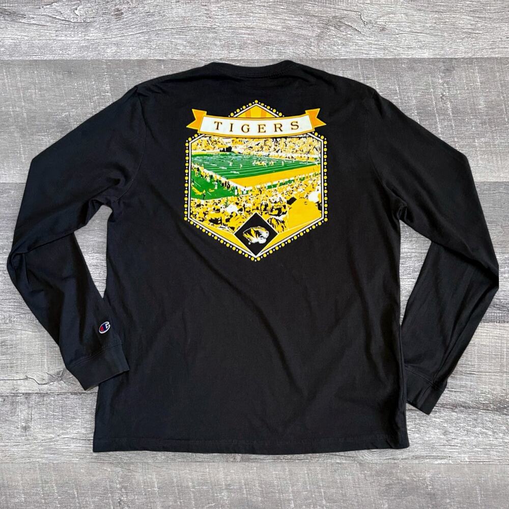 Champion Missouri Tigers Long Sleeve Stadium T Shirt Large Black Mizzou Football
